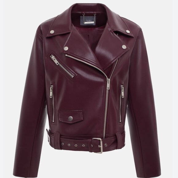 Lichi Oversize Biker jacket from eco-leather | Small | Color: Maroon Burgundy - Picture 1 of 9